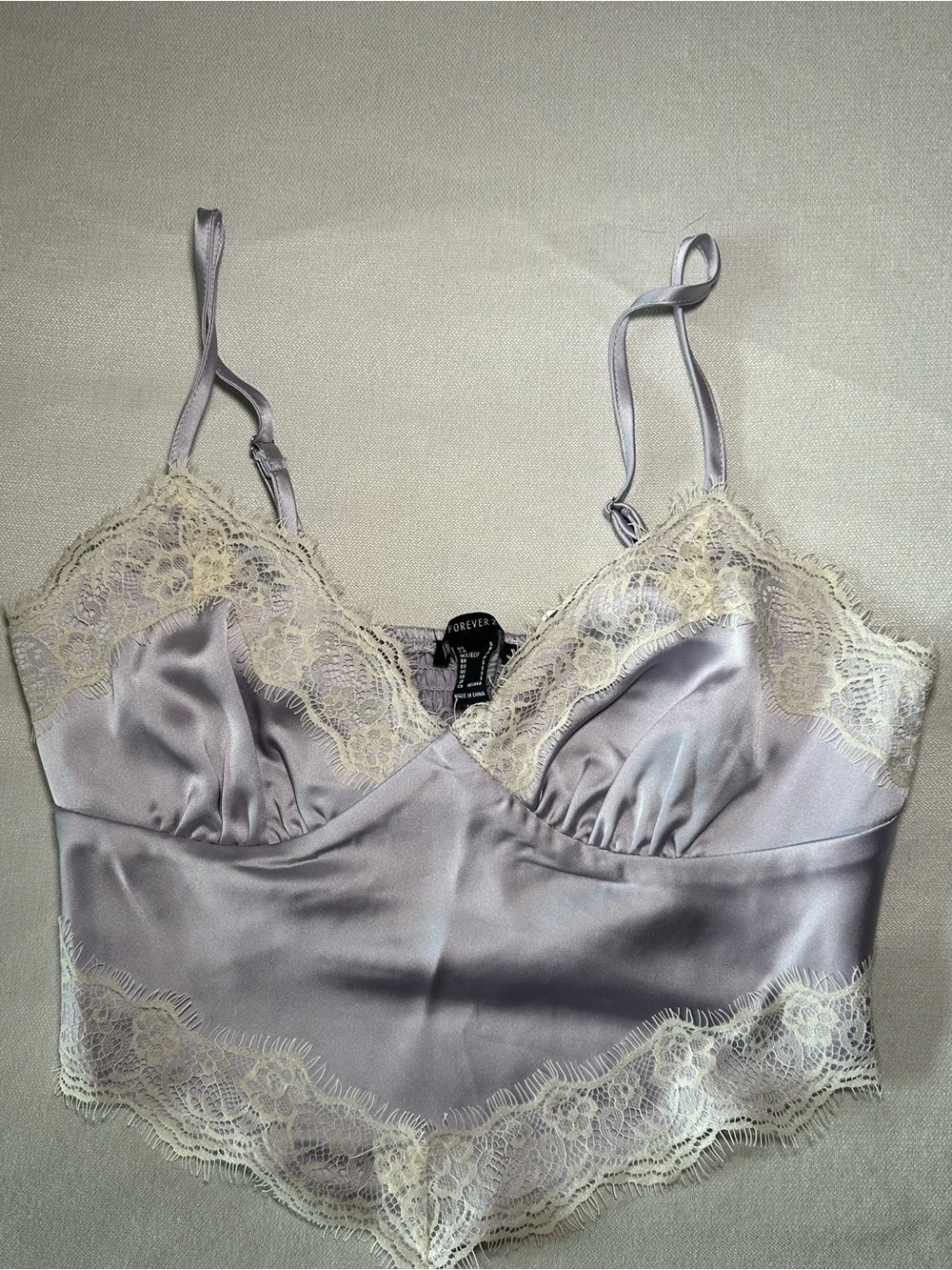 Forever 21 cropped lace silky cami